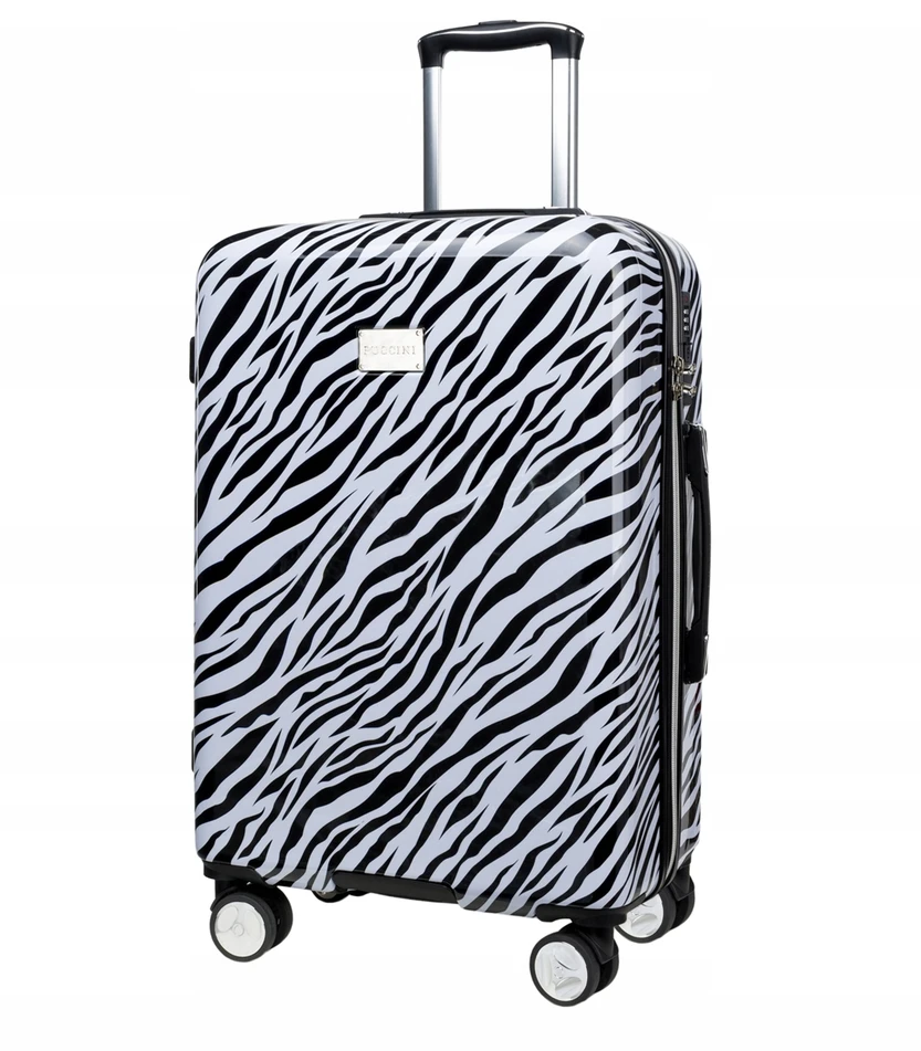 PUCCINI kelioninio lagamino rinkinys 2in1 vidutinis + ABS Zebra dėklas
