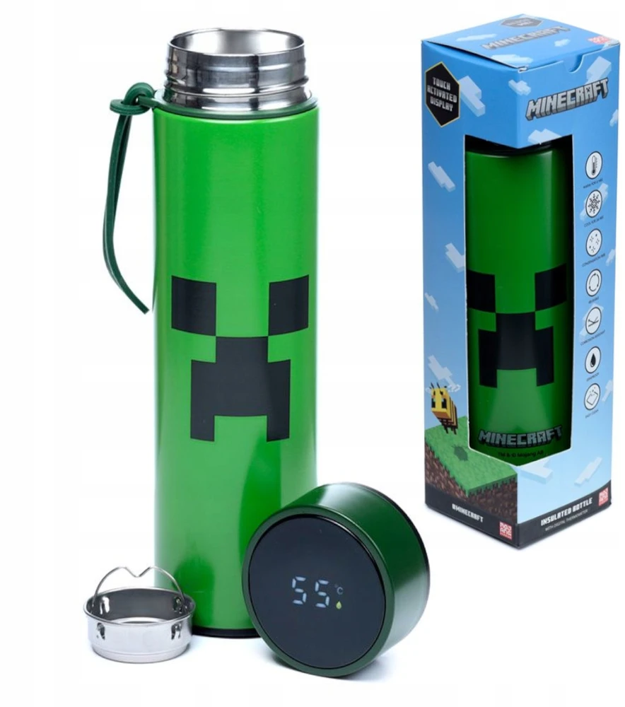 Gertuvė Puckator Termosas su termometru Minecraft Creeper 450ml
