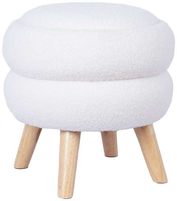 Fotelis Home4You Pufas su daiktadėže HANA Balta D40xH41cm