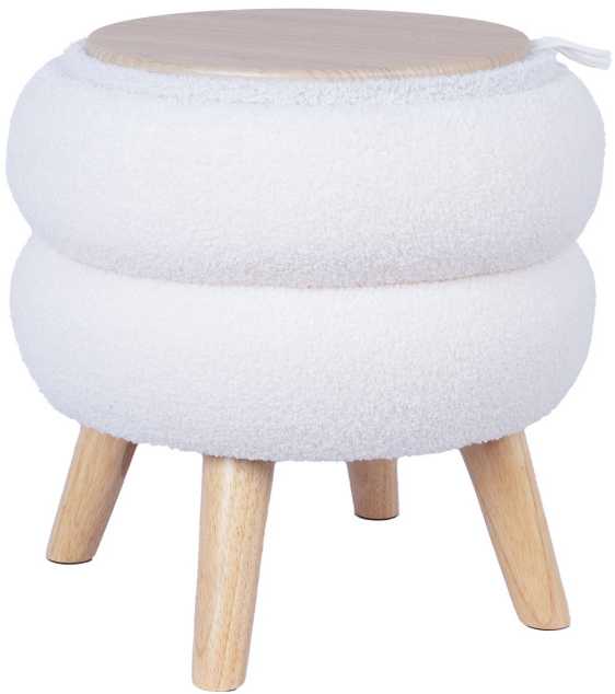 Fotelis Home4You Pufas su daiktadėže HANA Balta D40xH41cm