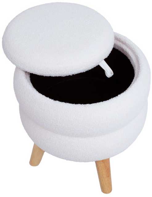 Fotelis Home4You Pufas su daiktadėže HANA Balta D40xH41cm