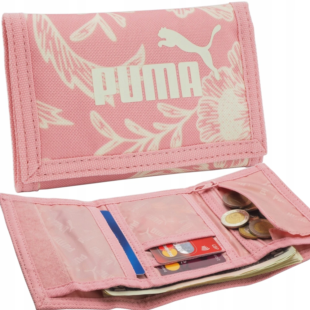 PUMA JAUNIMO PINIGINĖ MONETA Kišeninės monetos KORTELĖS Talpi STIPRI rožinė