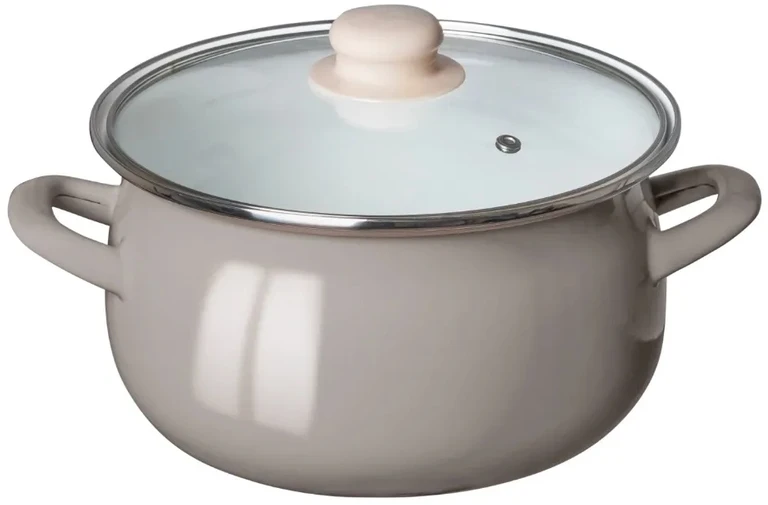 Puodas 1,3 l Emaliuotas puodas, dujų indukcija, su Altom Design taupe dangčiu
