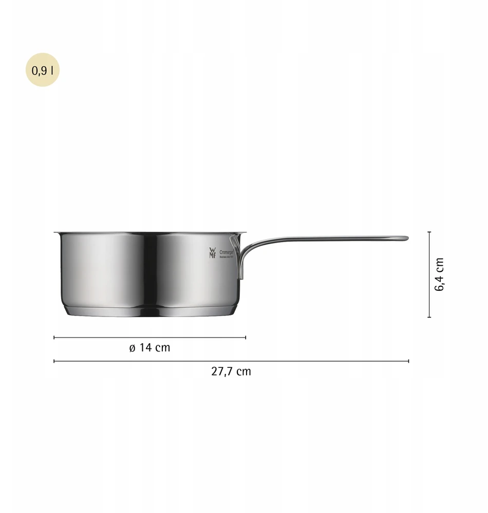 WMF Prikaistuvis MINI 0.9 L, 14 cm, Cromargan® 18/10 stainless steel, Nerūdijantis plienas, Indaplovė proof,