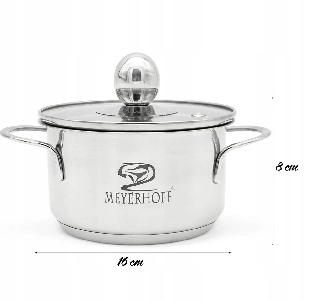 Puodas 1,6 l Tradicinis su dangčiu nerūdijančio plieno 16 cm Meyerhoff indukcija