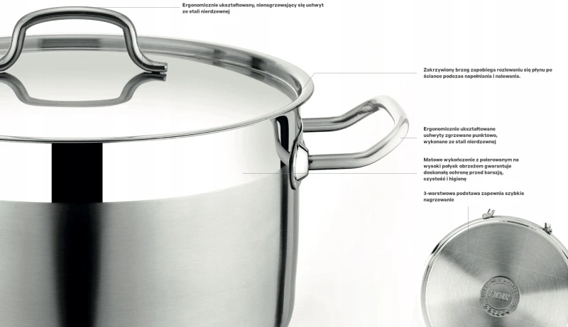Puodas 28x24 su dangčiu NOIS 15L Profi Line nerūdijantis plienas