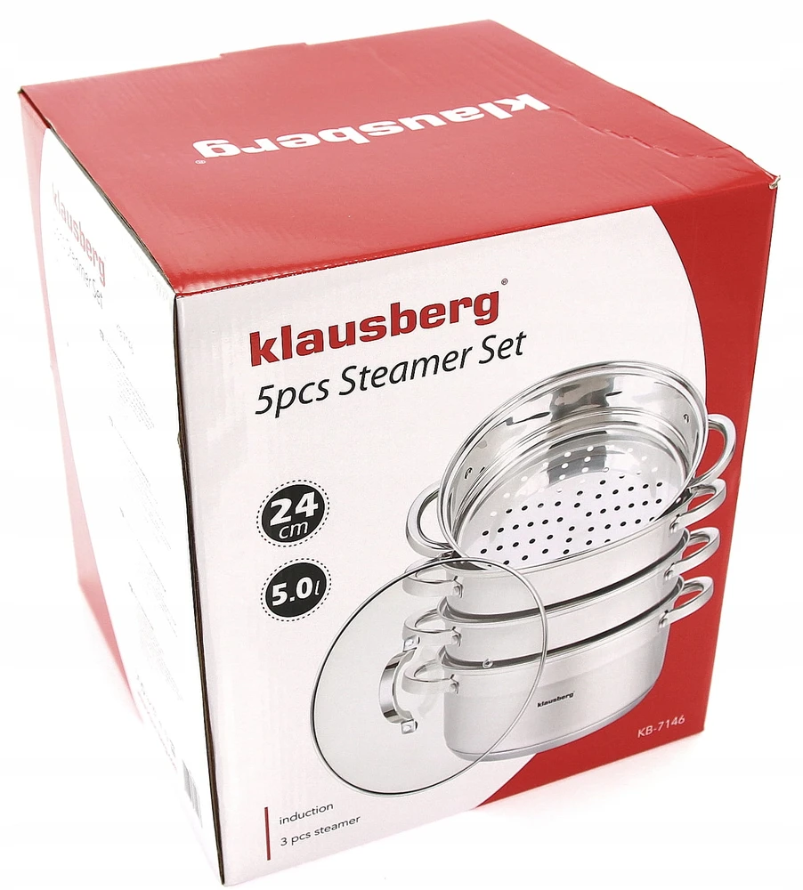 Puodas Plieninis garintuvas, 5 vnt. rinkinys, 24 cm skersmuo, Klausberg