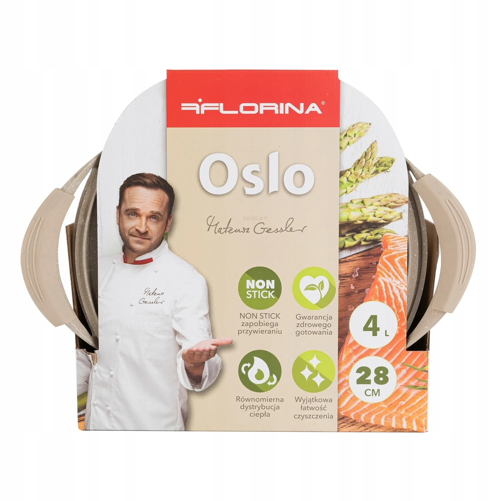 Puodas Florina Oslo 28 cm 4L mažo aliuminio kremo dujų indukcija