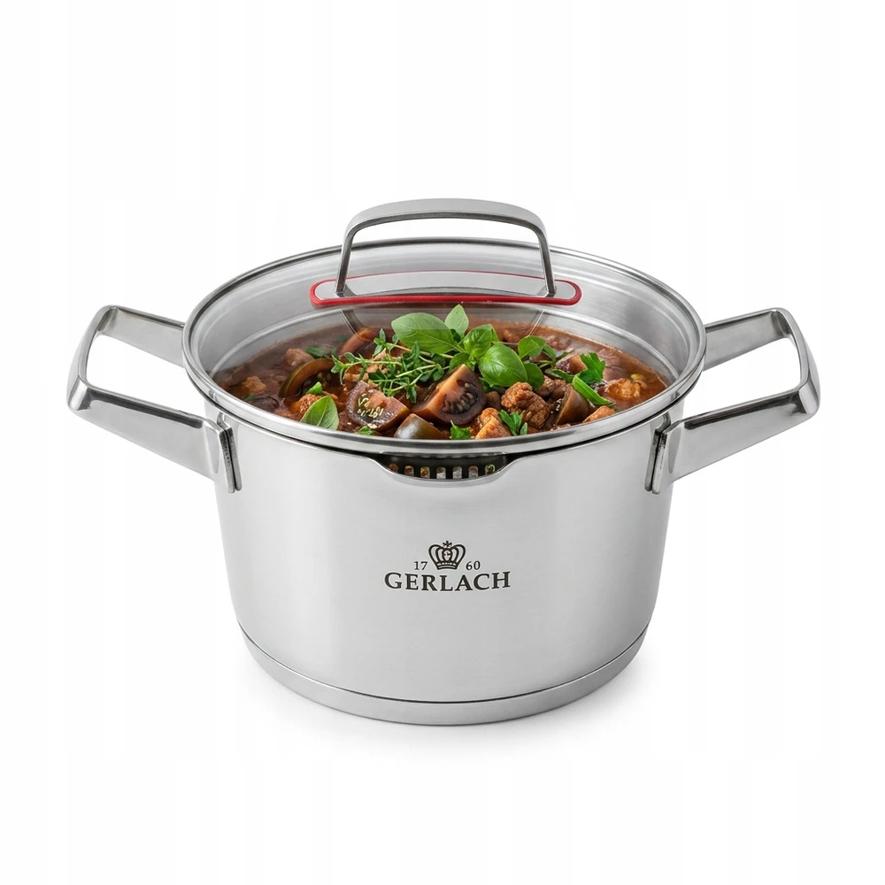 Puodas GERLACH SUPERIOR 2,5 l su dangčiu 20 cm / nerūdijantis plienas