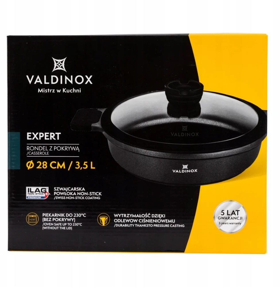 Valdinox Expert puodas 28 cm su dangčiu 3,5 l