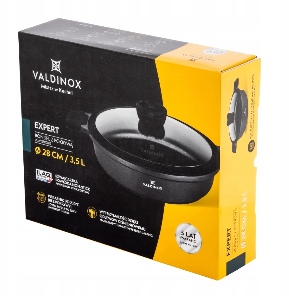 Valdinox Expert puodas 28 cm su dangčiu 3,5 l