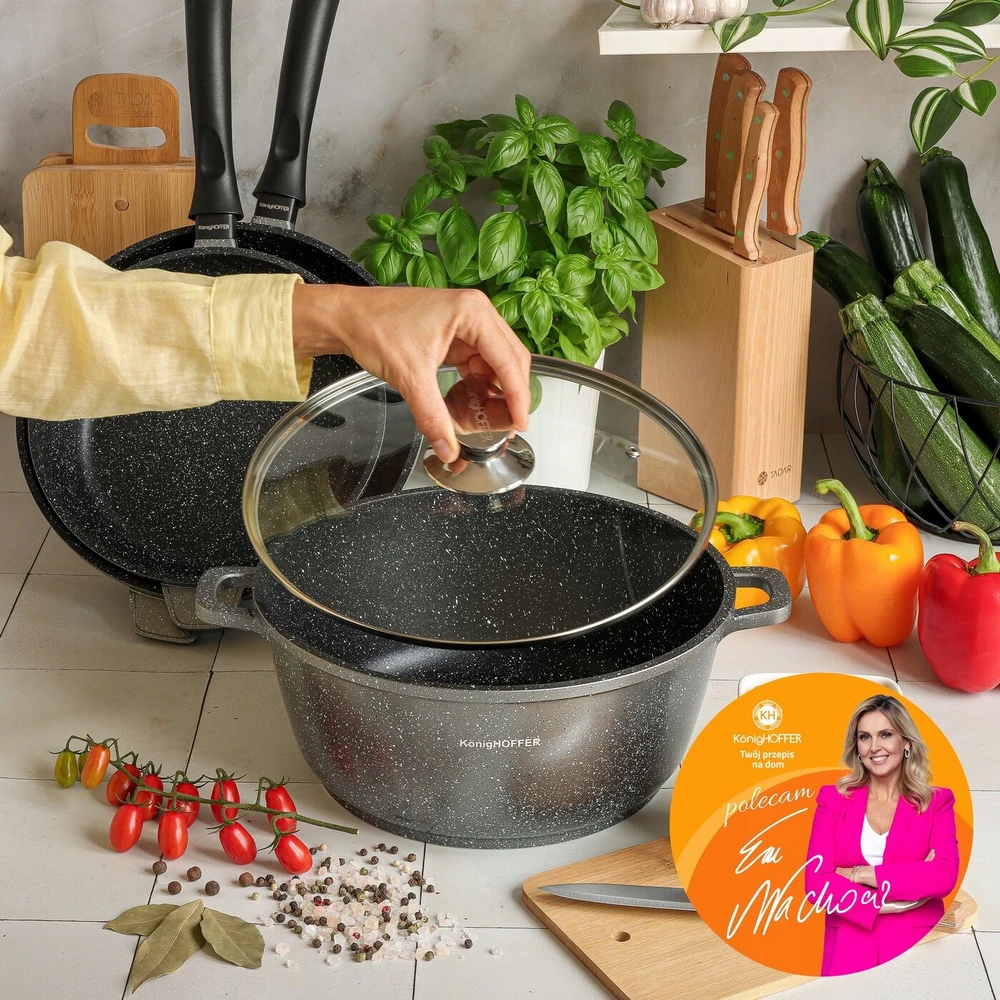 PUODAS INDUKCIJA Nelipnus DIDELIS Konighoffer Pollo Pilkas 6,3 l 28cm