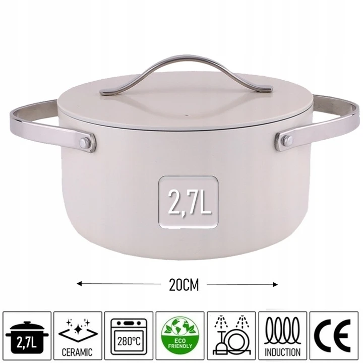 PUODAS INDUKCINĖ NEPRIKLAVIMAS ORKAITĖ ZILAN rusvai gelsvas Chef 20cm, 2,7L