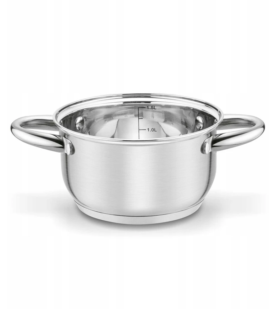 PUODAS indukcinės dujos su dangčiu MAŽAS PLIENAS Nerūdijantis plienas Tadar Cori 16cm 1,8l