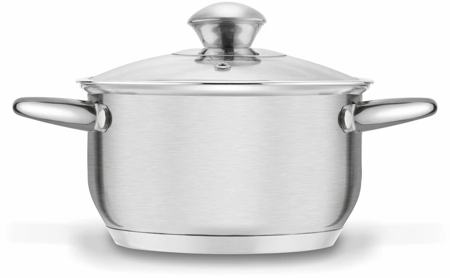 PUODAS indukcinės dujos su dangčiu MAŽAS PLIENAS Nerūdijantis plienas Tadar Cori 16cm 1,8l