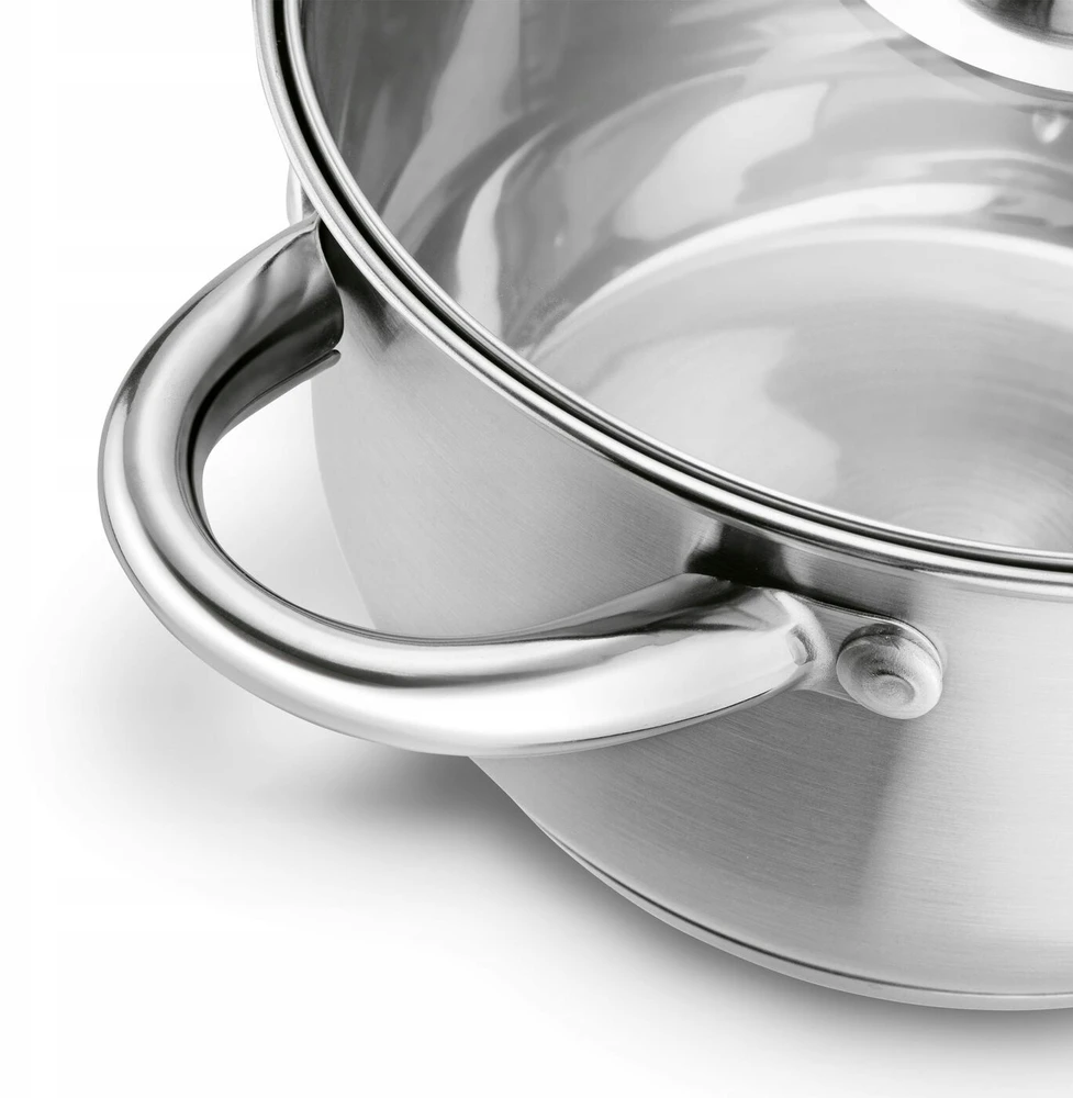 PUODAS indukcinės dujos su dangčiu MAŽAS PLIENAS Nerūdijantis plienas Tadar Cori 16cm 1,8l