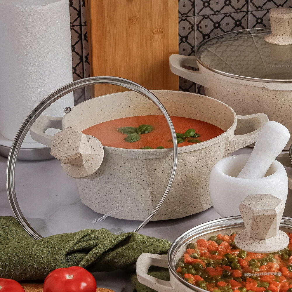 PUODAS Indukcinis marmurinis DUJINIS NEPRIKLAVIMAS Konighoffer Corte 4,2L 24cm