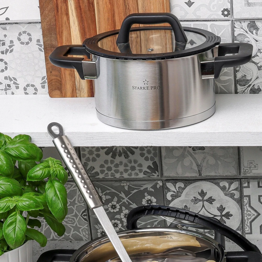 PUODAS indukcinis plieno dangtelis mažas dujinis Starke Pro Rigor 2,4 l 18cm