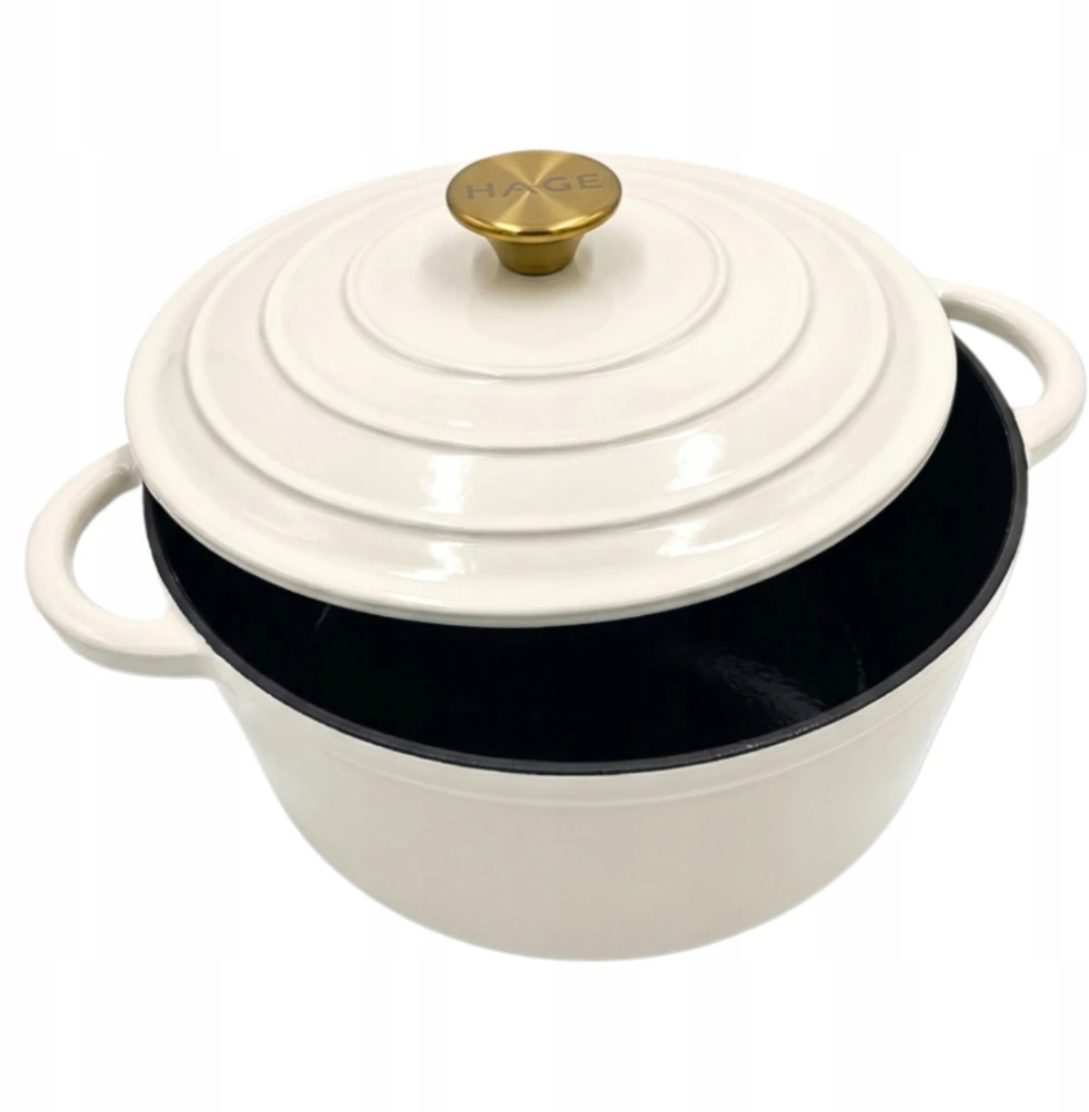 Atusa PUODAS Ketaus emaliuotas indukcinės orkaitės griliui HAGE 4L 24 cm Kremas