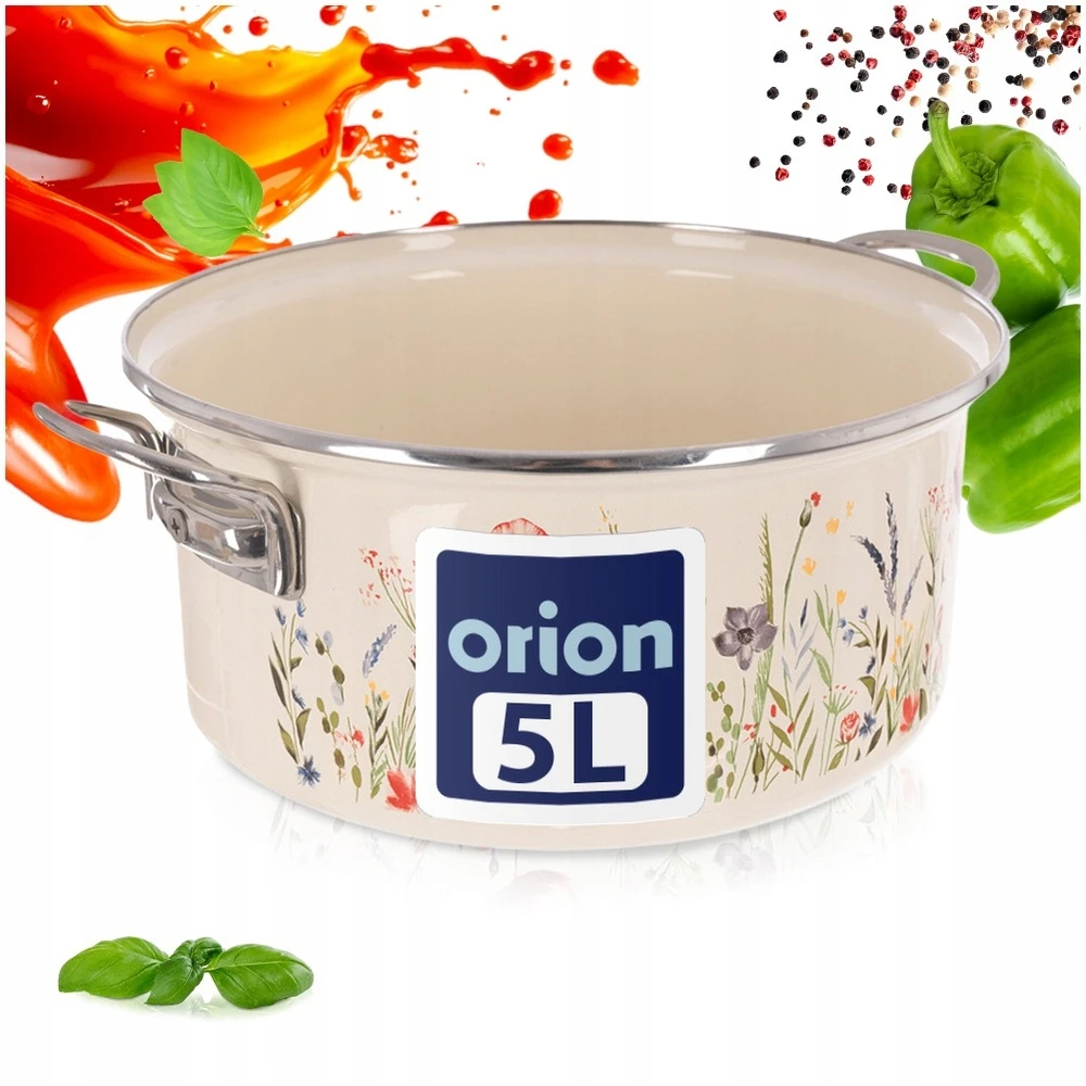 Puodas kreminis emaliuotas Orion Maki 26 cm 5 l