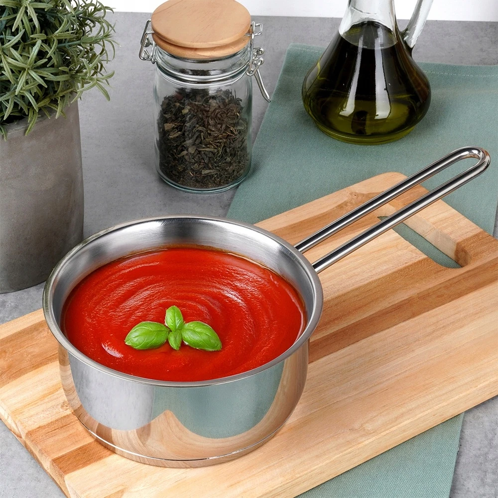 Puodas, mažas puodas su ilga rankena, nerūdijantis plienas, 14 cm, 0,9 l