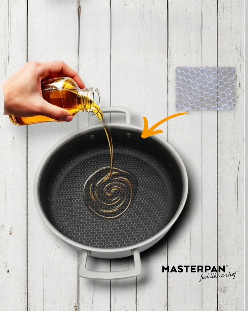 PUODAS NERŪDIJANČIO PLIENO KŪNO 26 cm MASTERPAN žemu dangčiu
