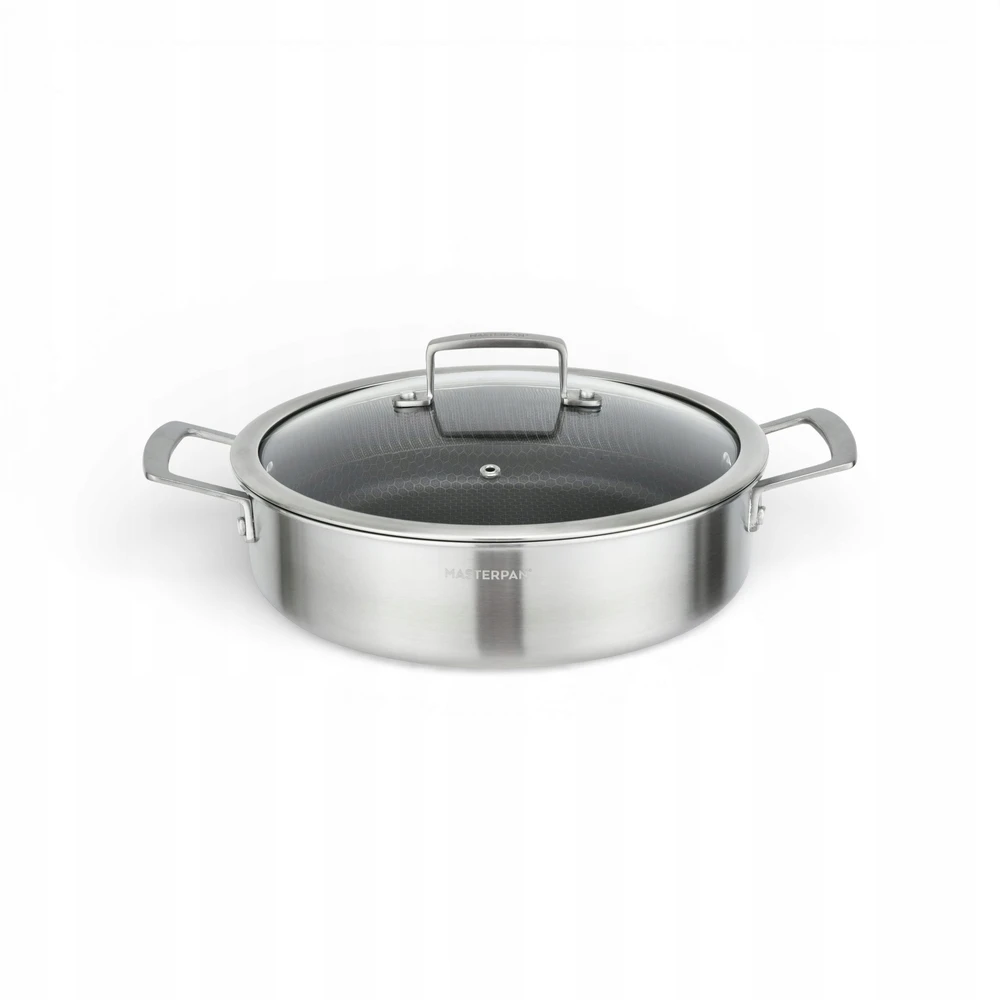 PUODAS NERŪDIJANČIO PLIENO KŪNO 26 cm MASTERPAN žemu dangčiu