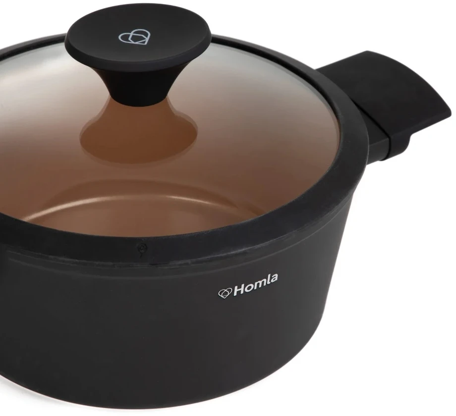 Puodas su dangčiu juodas 2,4 l homla