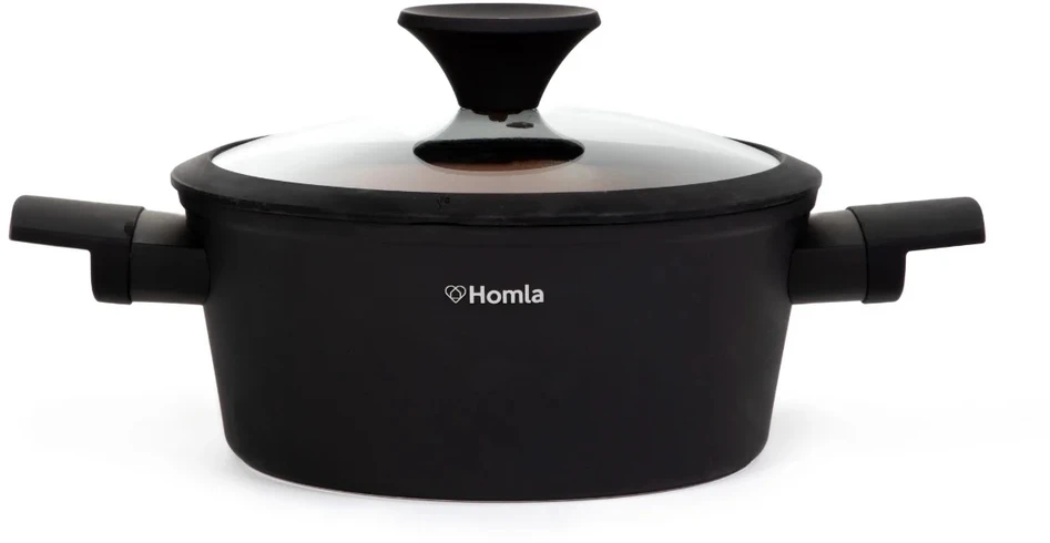 Puodas su dangčiu juodas 2,4 l homla