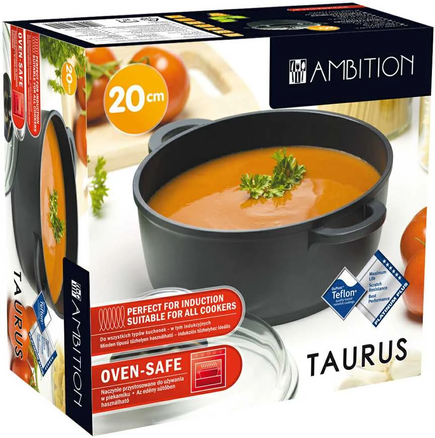 Puodas su dangčiu Taurus Ambition Ø20cm/1.75L visiems paviršiams