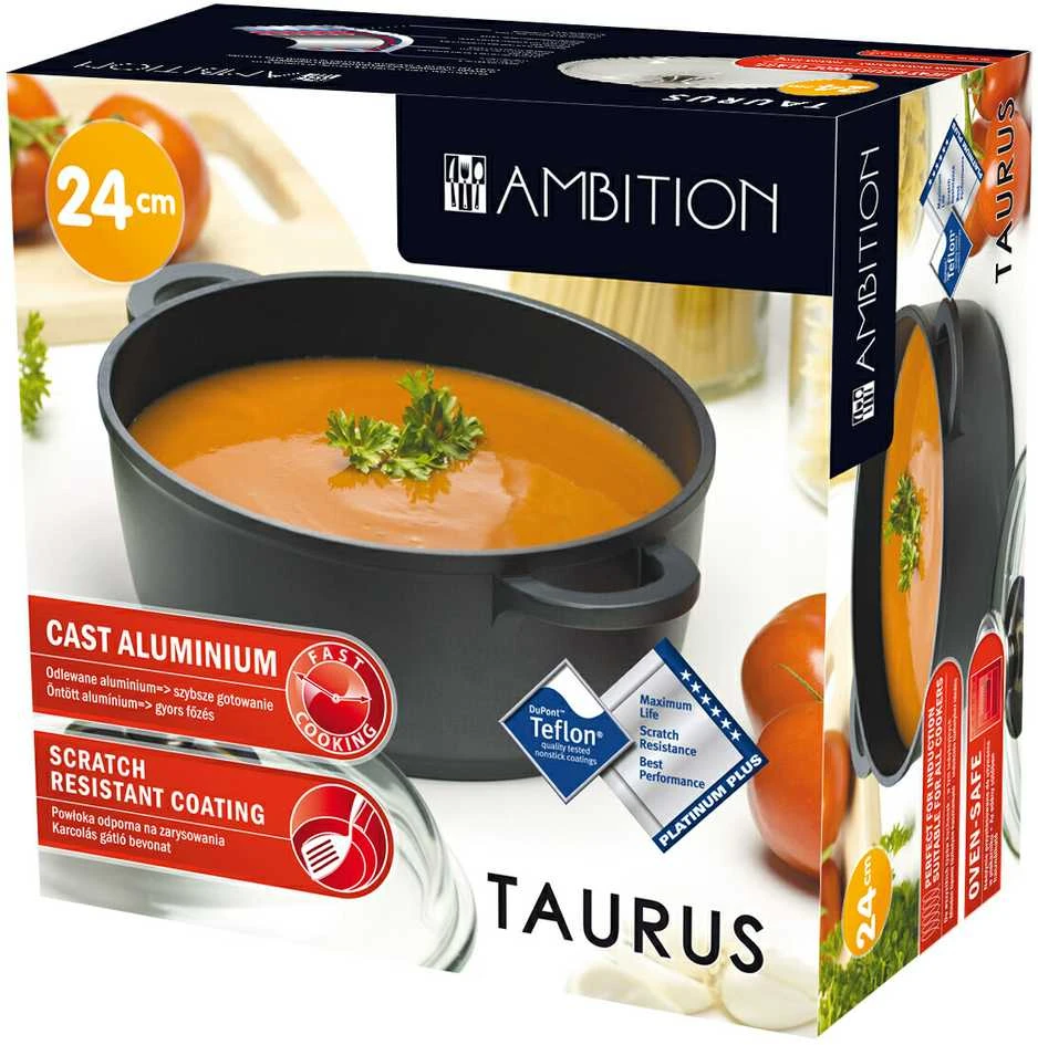 Puodas su dangčiu Taurus Ambition Ø24cm/4.5L visiems paviršiams