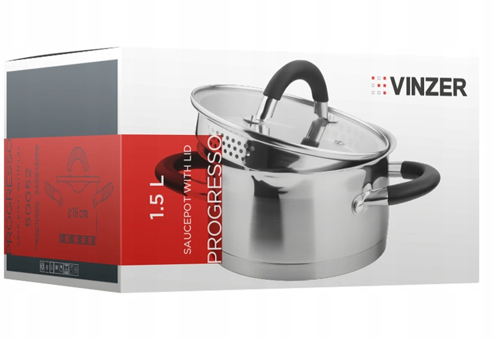 Puodas su dangčiu VINZER PROGRESSO 1,5 l 50052