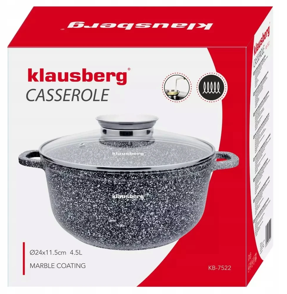 PUODAS SU DANGIU, MARMURO DANGA 24CM 4,5L KLAUSBERG