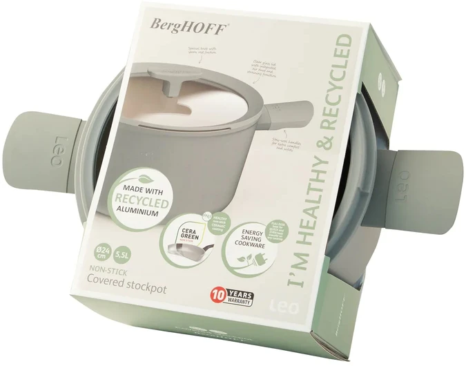 Puodas su dangteliu 24cm BERGHOFF Leo Balance Eco Pilkas 3950430 5,5L indukcinis