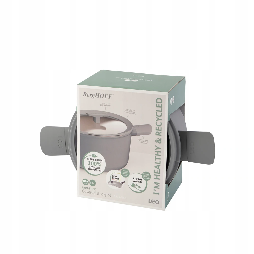 Puodas su dangteliu 24cm BERGHOFF Leo Balance Eco Pilkas 3950430 5,5L indukcinis