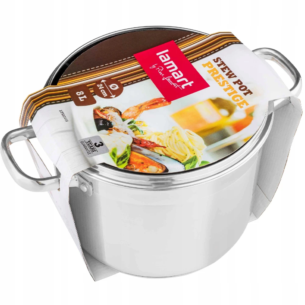 Puodas su dangteliu Dujų indukcija Lamart PRESTIGE LTSS2418 7,9L nerūdijantis plienas