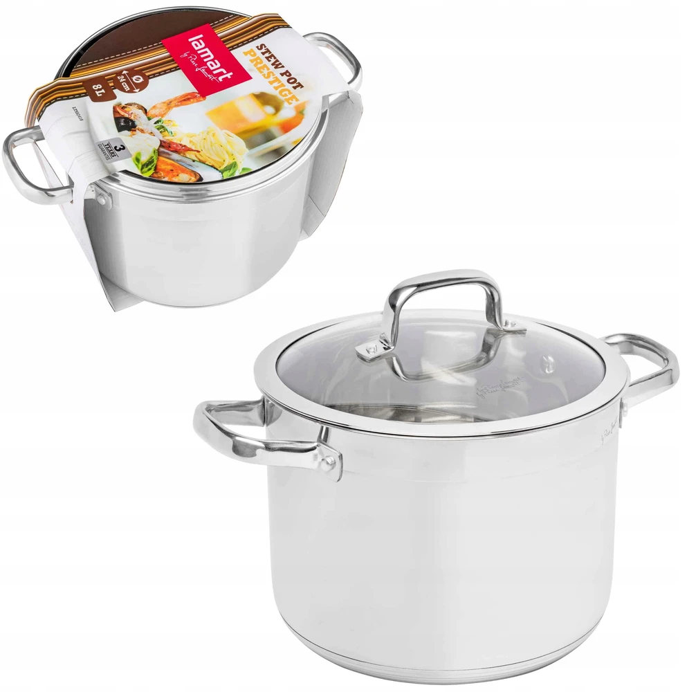 Puodas su dangteliu Dujų indukcija Lamart PRESTIGE LTSS2418 7,9L nerūdijantis plienas