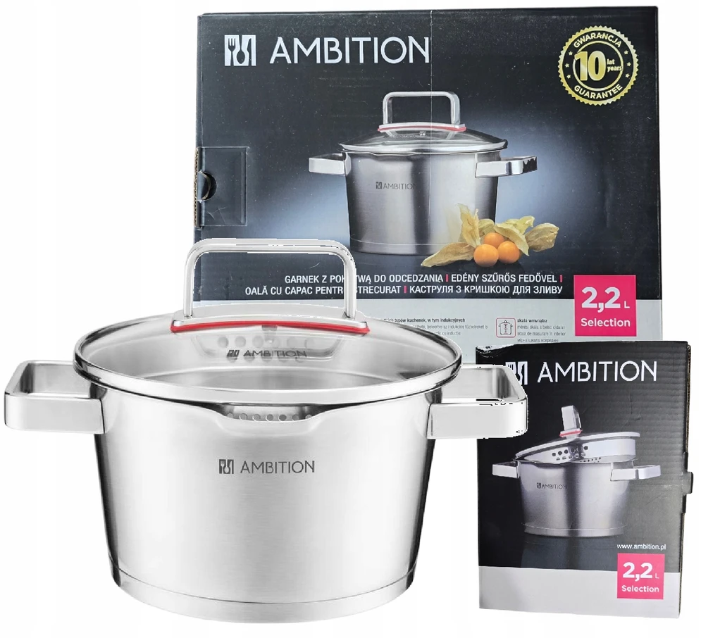 PUODAS SU dangteliu, PLIENINIS AMBITION SELECTION 18cm 2,2L INDUKCIJA
