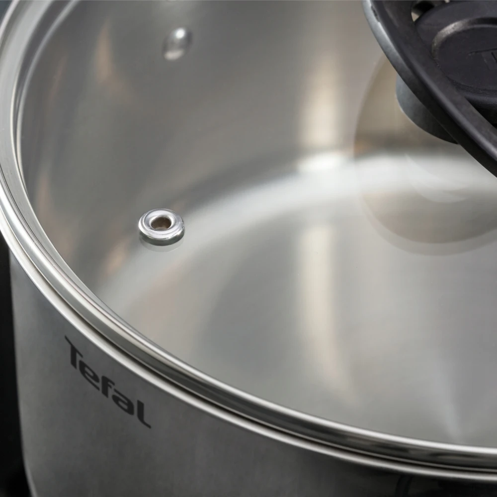 Puodas su dangteliu TEFAL Emotion+ E3286145 22cm 6.8L indukcinis bigos plienui