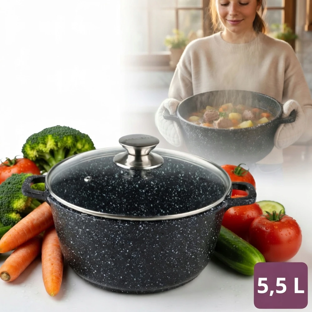 PUODAS SU MARMURO DANGA EDEL HOFF Juodas INDUCTION 5,5L 26cm
