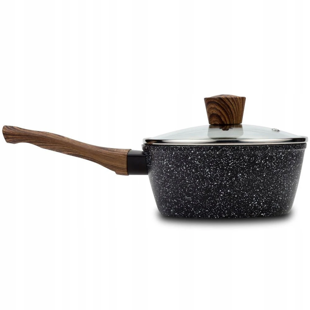 Puodas su stikliniu dangteliu NAVA granitinis NATURE 18 cm, 1,6L