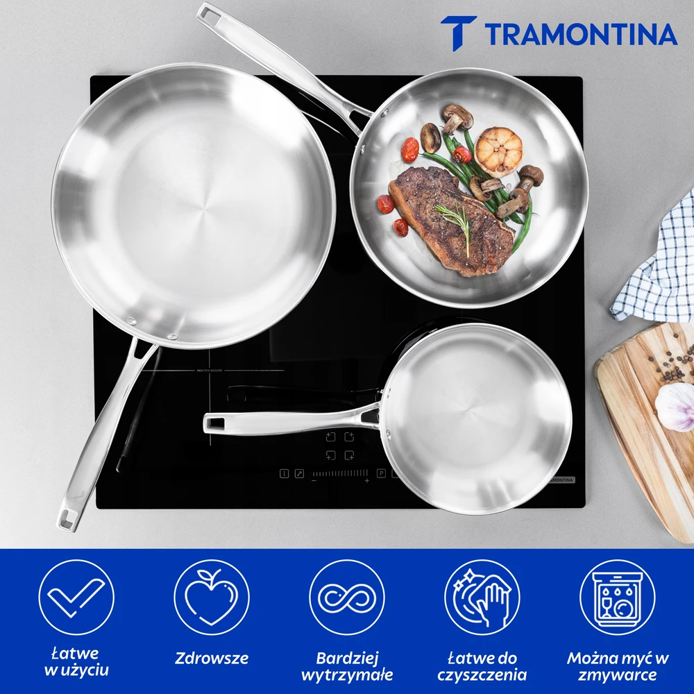PUODAS Tramontina Grano 26 cm 7,3 L – kvadratinis nerūdijančio plieno puodas su trigubu dugnu