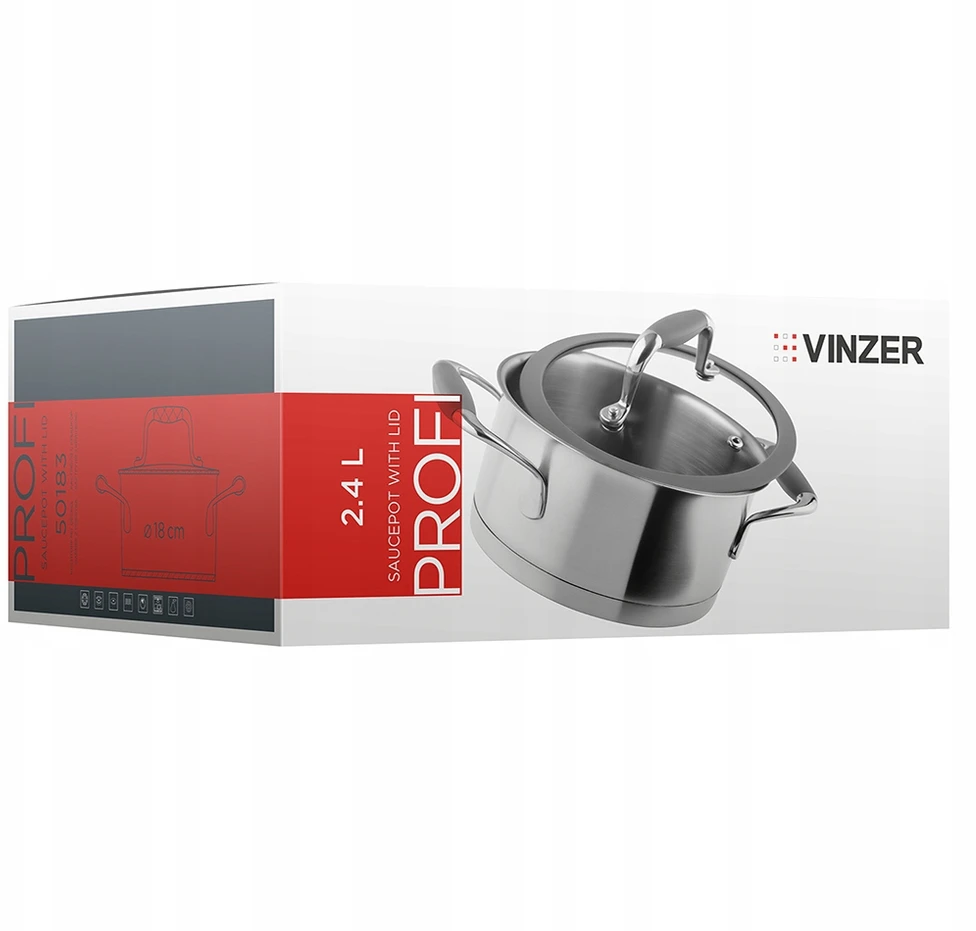 Puodas Vinzer Profi 50183 Nerūdijančio Plieno 18 cm 2,4 l Indukcijai Tinkamas