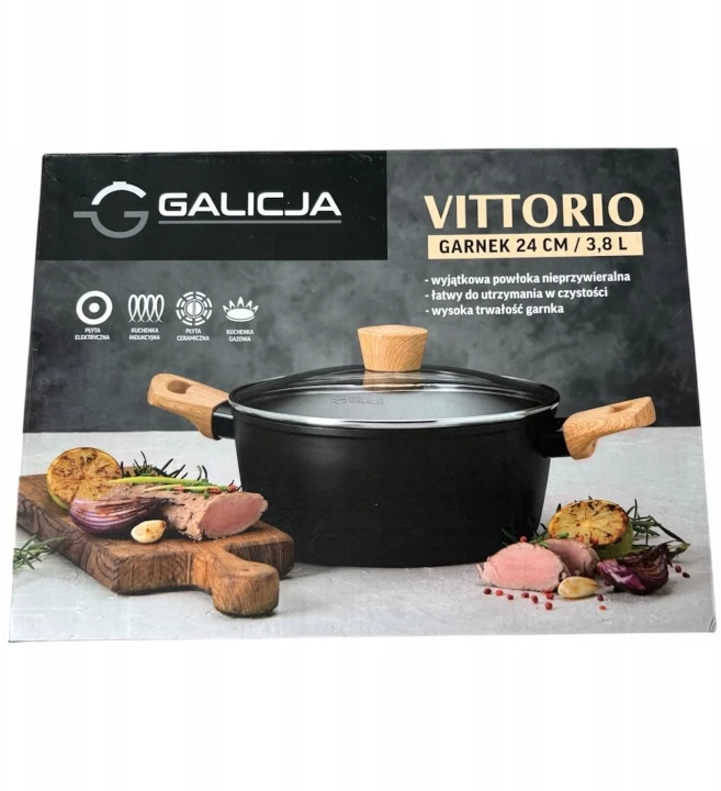 Puodas VITTORIO 20 cm/2,2 l Galicja nieprzywieralną danga juoda