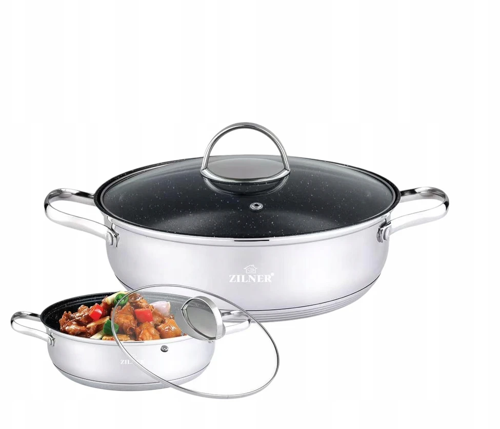 Puodas Zilner 20 cm / 2 L su marmuro danga, nerūdijantis plienas, indukcinis