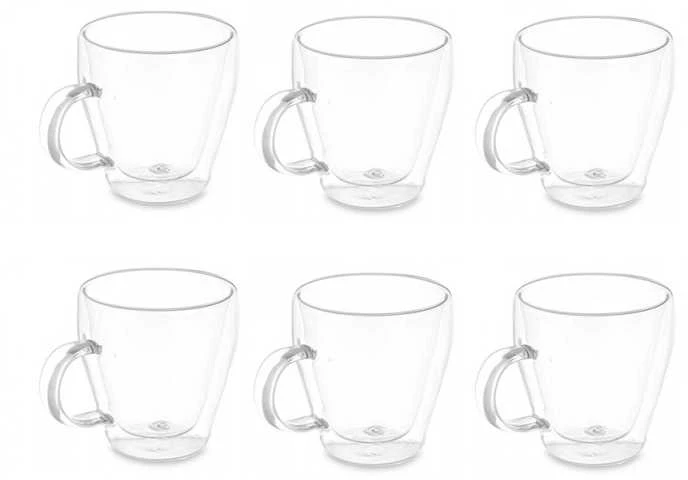 Puodeliai stikliniai 6 vnt su dvigubomis sienelėmis 270 ml Vivalto 85373