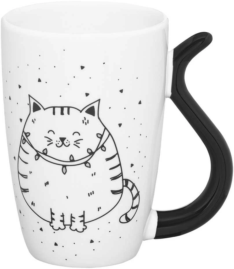Puodelis Juodas Cat Ambition 370ml baltas
