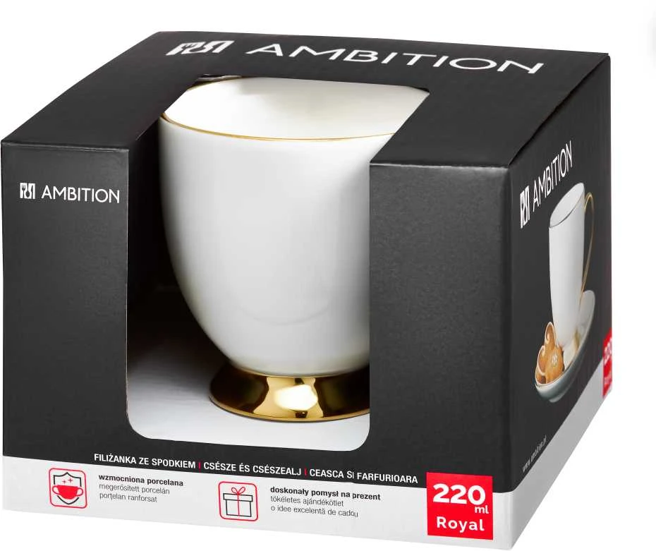 Puodelis su lėkštute Royal Ambition 220ml baltas