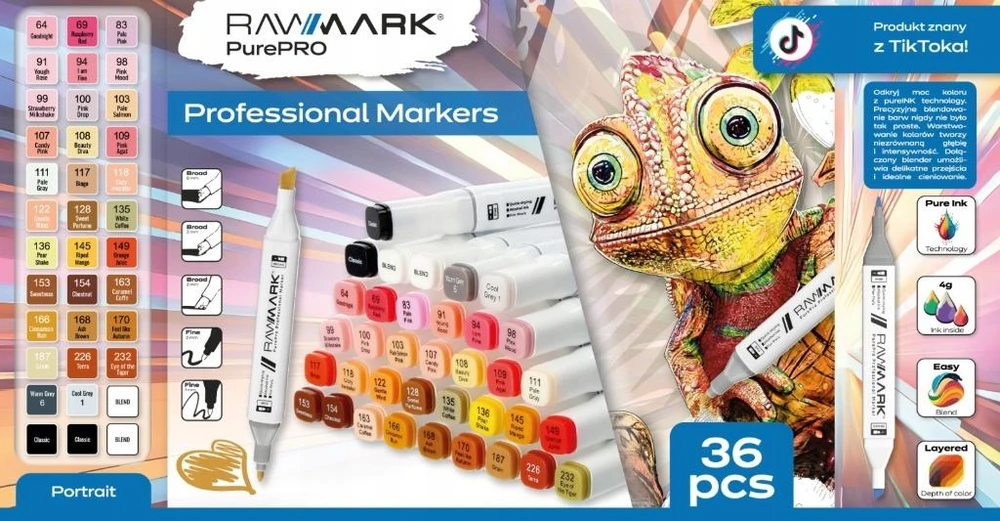 PurePro iniai žymekliai 36 spalvos Portretas - Rawmark