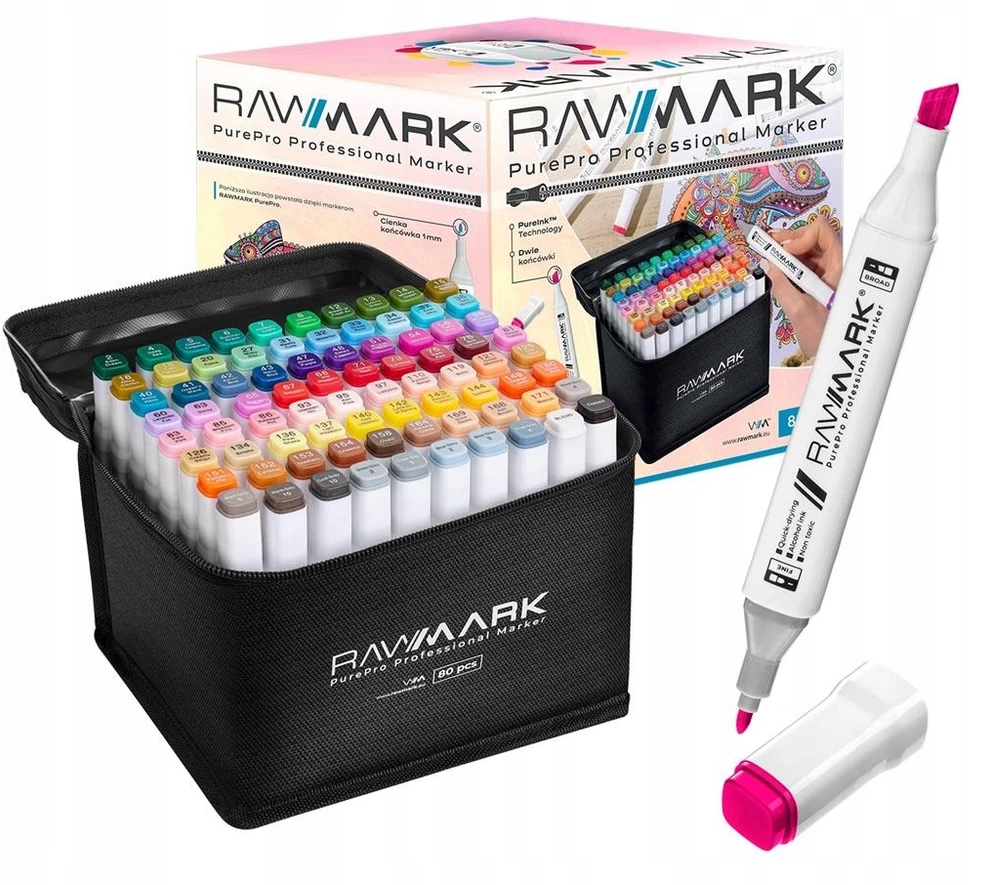 "PurePro" io žymekliai 80 spalvų + dėklas - Rawmark